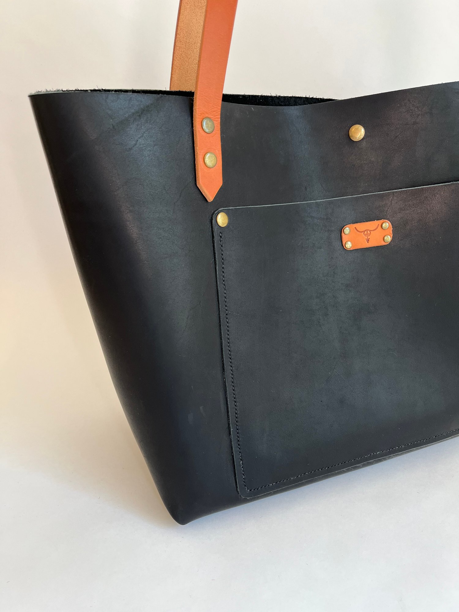 Image of Black Carry-all Tote (Tan Straps)