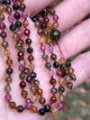 Rainbow Tourmaline Mini Mala Necklace, Rainbow Tourmaline Hand Knotted Gemstone Necklace