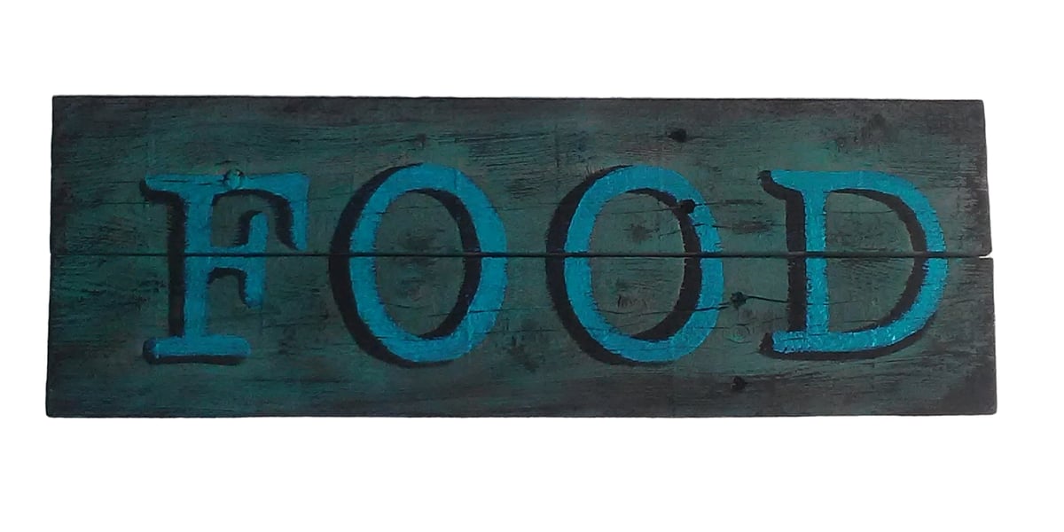 Image of Rustic Repurposed Wood Sign "FOOD"