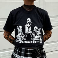 Image 2 of Alien Babe Trifecta T-shirt in BLACK