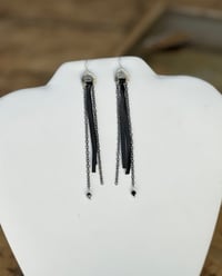 Image 1 of Hand stamped silver & Fringe earrings