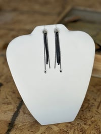 Image 3 of Hand stamped silver & Fringe earrings