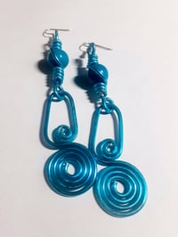 Image 1 of Hammered, Swirl, wire, Afrocentric, Beaded, Urban earrings