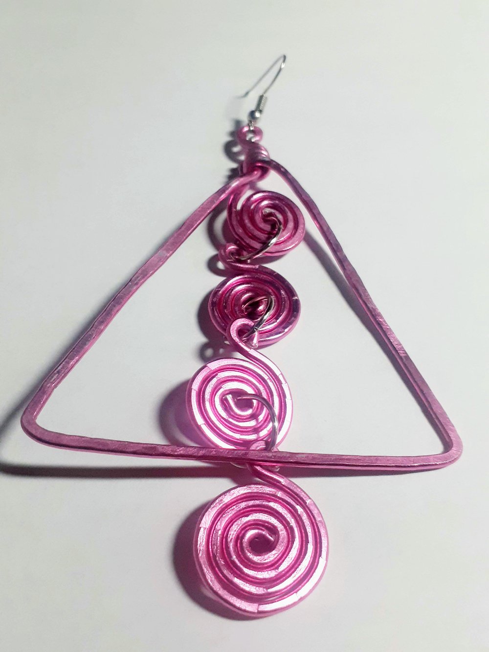 Image of Speak to Me Triangle Urban Pink Wired Earrings