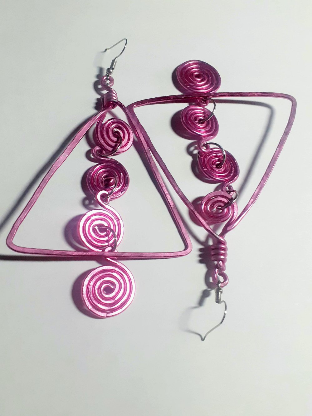 Image of Speak to Me Triangle Urban Pink Wired Earrings