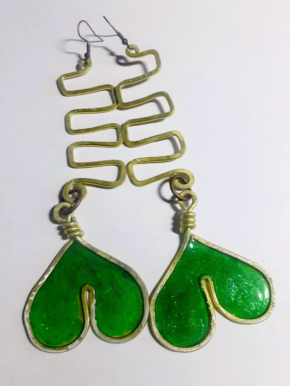 Image of Maze to my Heart Resin Wired Custom Afrocentric earrings