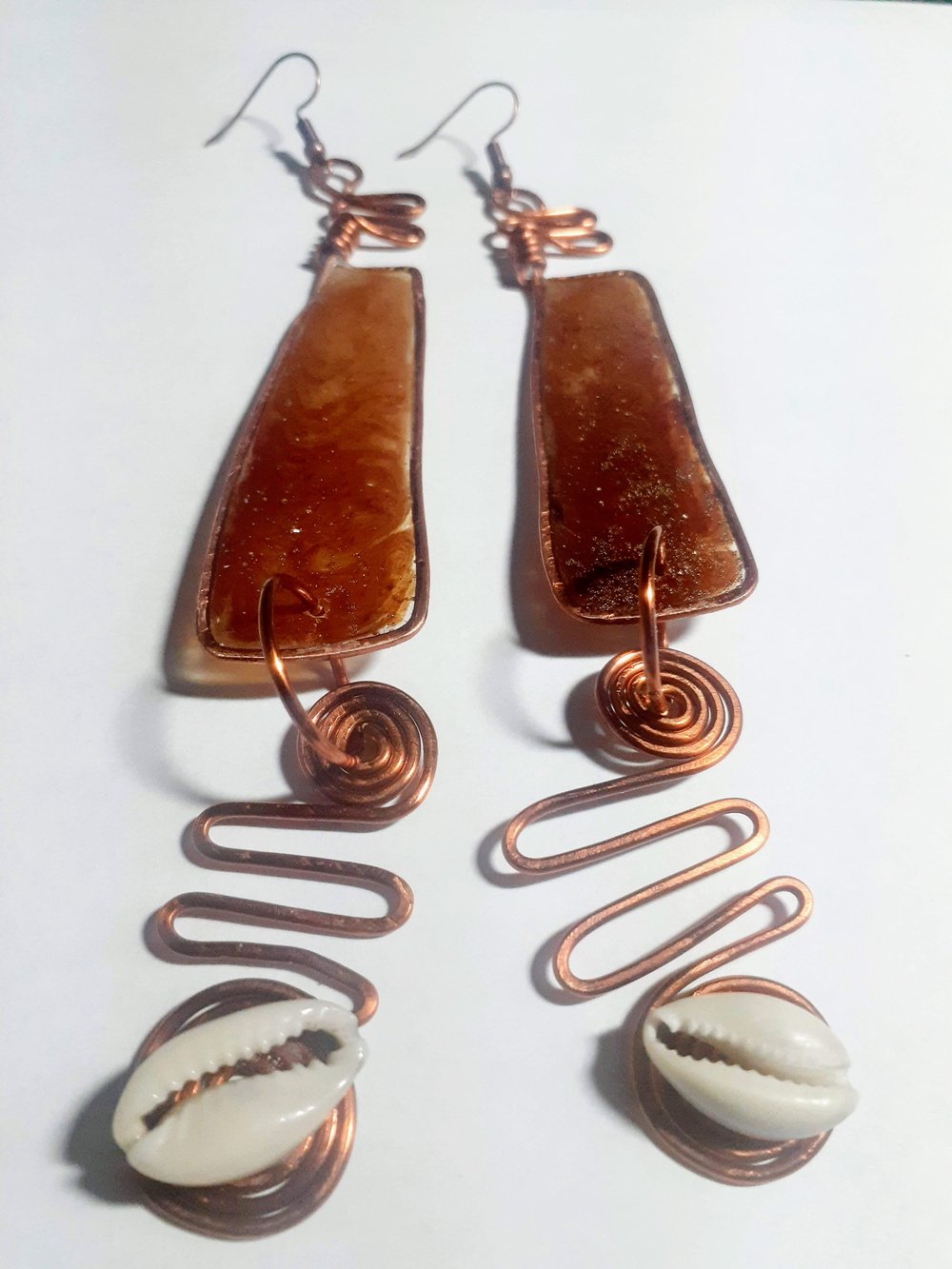Image of Fashionable Cowrie Shell Copper colored African earrings