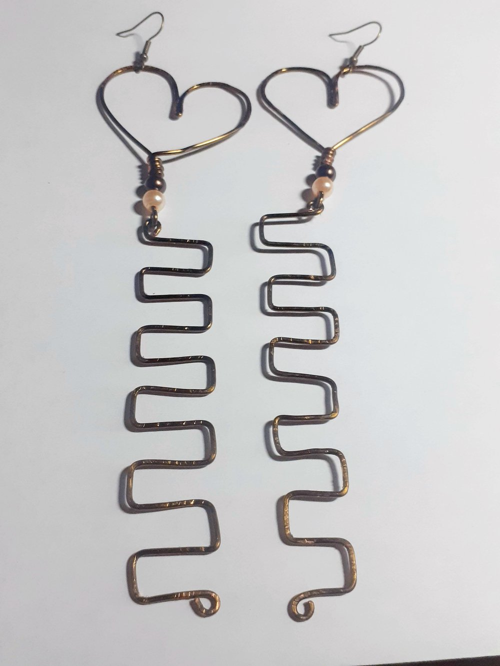 Image of AHH Sh*t Vintage Bronze Beaded Wire Urban earrings