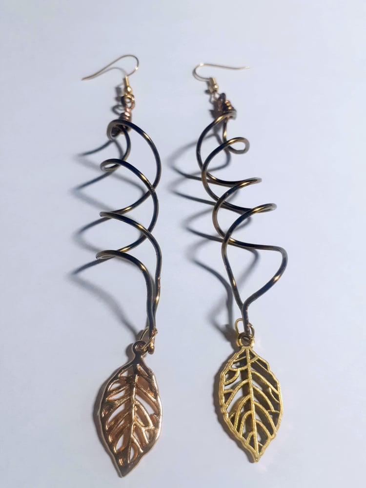 Image of Focused, Leaf Charm, Custom, handmade, Wired earrings