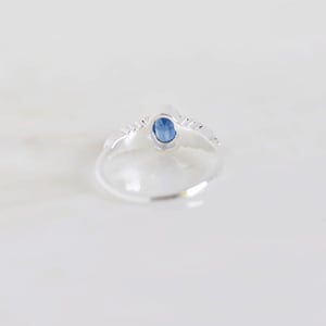 Image of Ocean Waves x Blue Kyanite crystal form oval cut silver ring