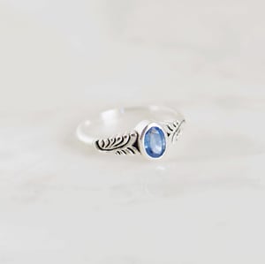 Image of Ocean Waves x Blue Kyanite crystal form oval cut silver ring