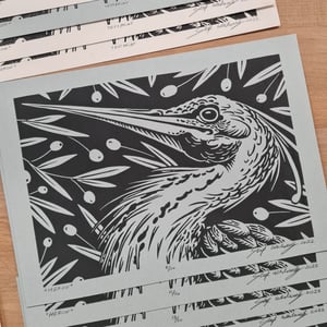 Lino print " Heron"