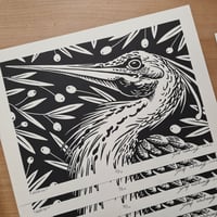 Image 5 of Lino print " Heron"