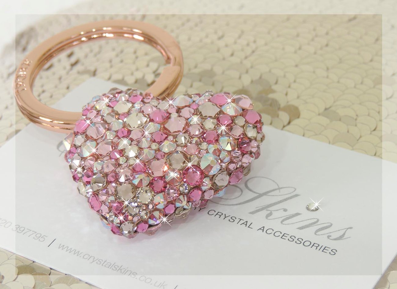 Luxury 3D Heart Keyring with Crystals. | Crystalskins