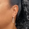 Silver large double oval link earrings