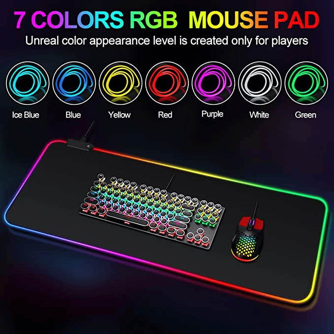 Image of Large RGB Gaming Mouse Pad -15 Light Modes Touch Control