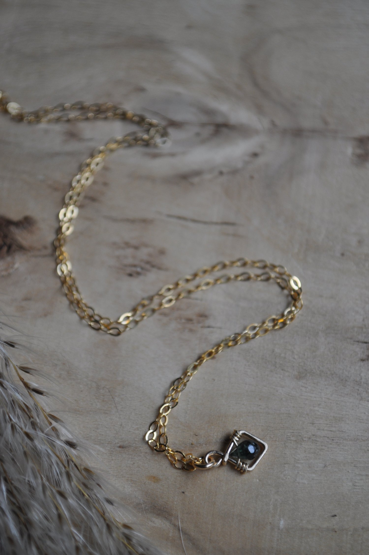Image of Tiny Tourmaline Necklace in Gold Fill