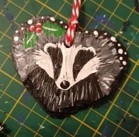 Image 3 of Christmas badger slate heart