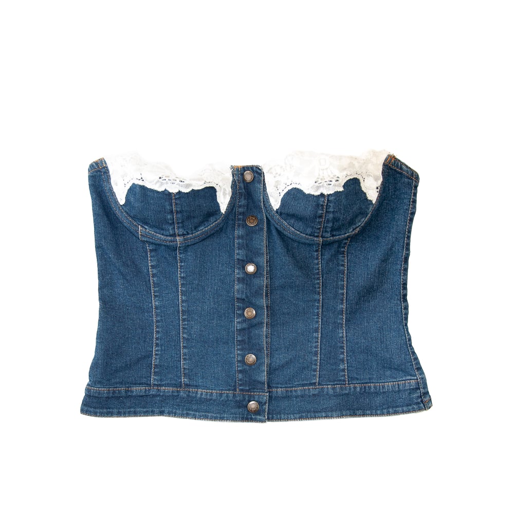 Image of Dolce and Gabbana Denim Bustier Corset