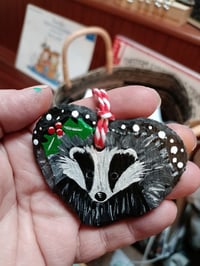 Image 2 of Christmas badger slate heart