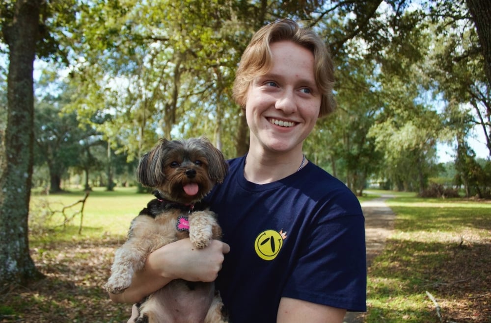 "Me and Buddy" T-Shirt (navy blue and teal)