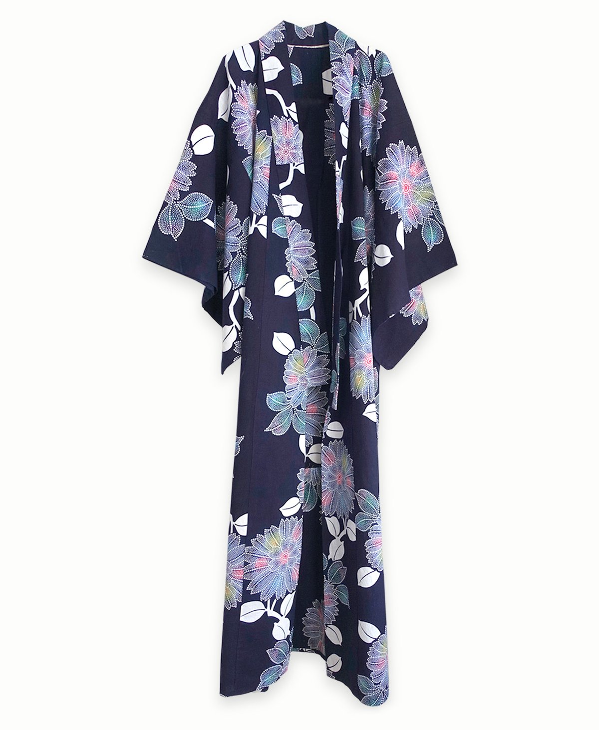 Image of Kimono af bomuld med regnbueblomster