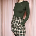 Phuncle Long Sleeve Cropped Merino T Sweater - Forest Green
