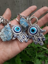 Image 2 of Evil eye hamsa keyring