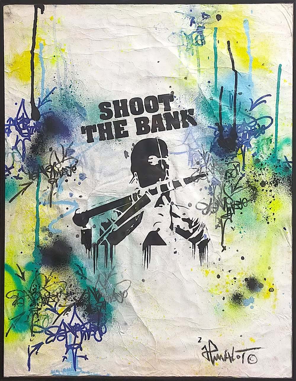 SHOOT THE BANK 2022. On paper. Signed by artist.