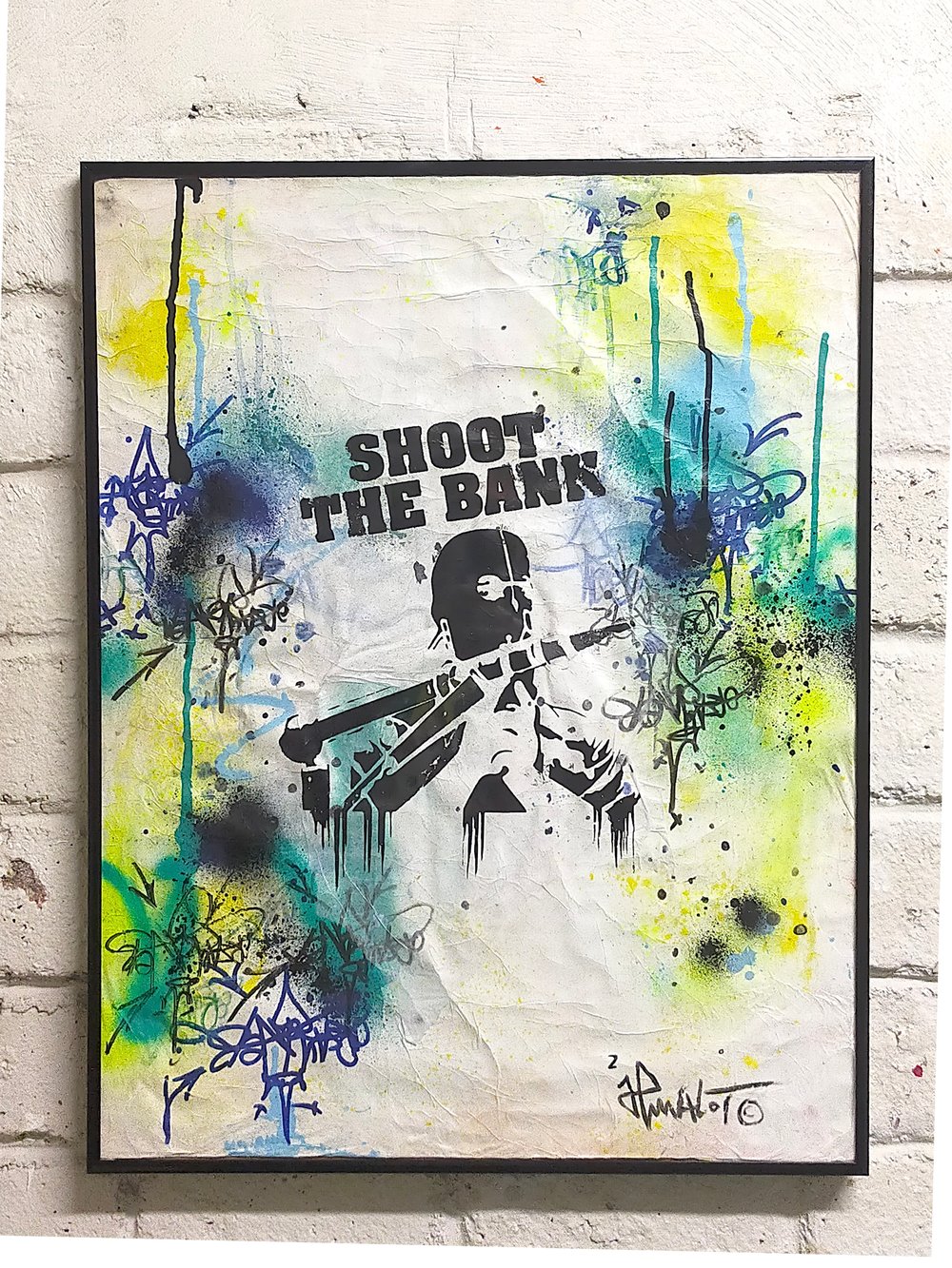 SHOOT THE BANK 2022. On paper. Signed by artist.