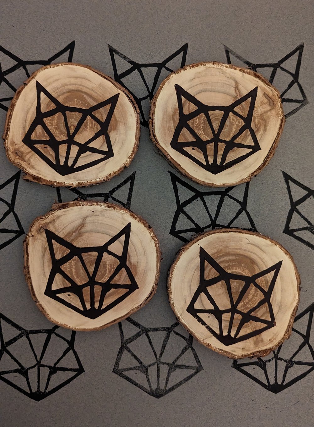 Custom Hand Made Wood Coasters (aka 'Foxy Mountain Peach Whiskey Coasters')