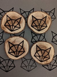 Image 1 of Custom Hand Made Wood Coasters (aka 'Foxy Mountain Peach Whiskey Coasters')