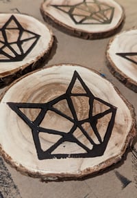 Image 2 of Custom Hand Made Wood Coasters (aka 'Foxy Mountain Peach Whiskey Coasters')