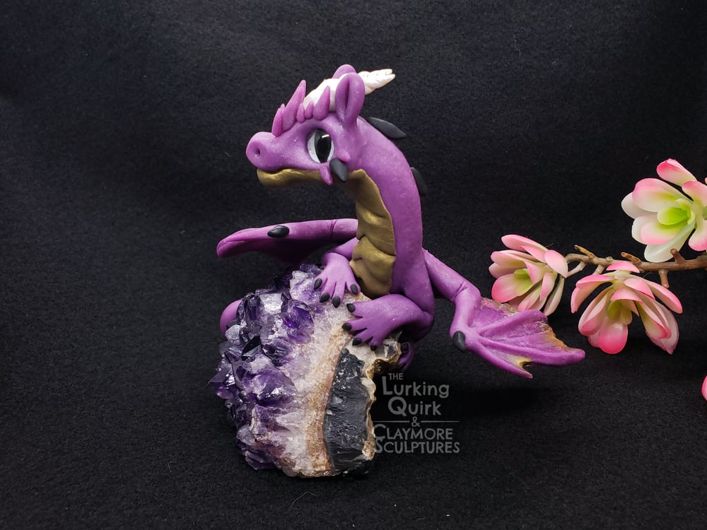 Large Purple Dragon on Amethyst Chunk