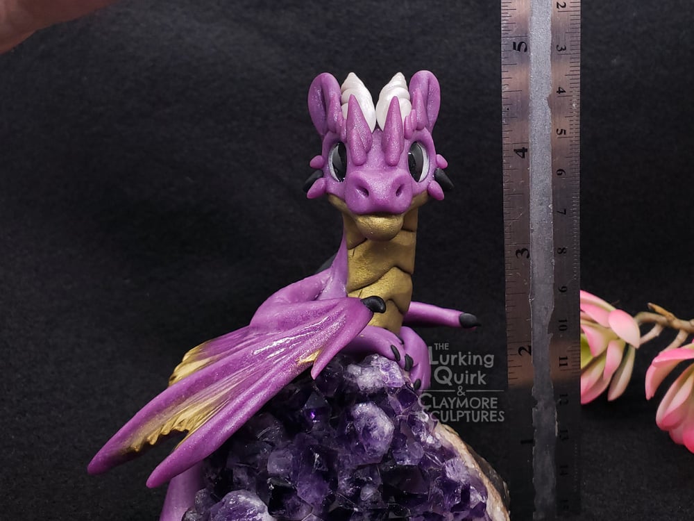 Large Purple Dragon on Amethyst Chunk