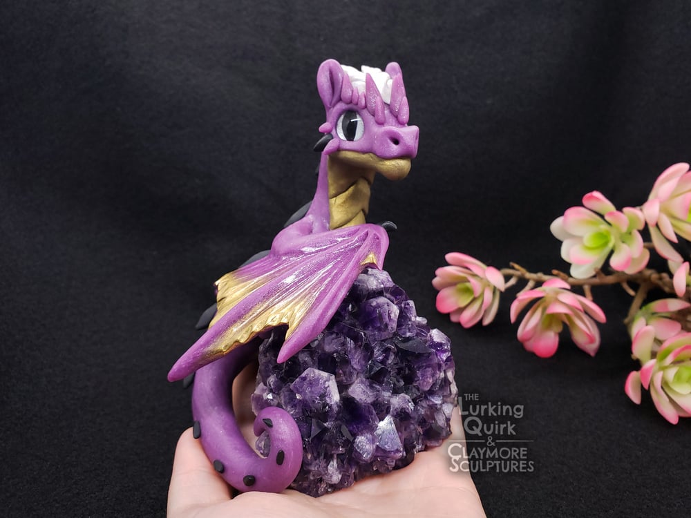 Large Purple Dragon on Amethyst Chunk