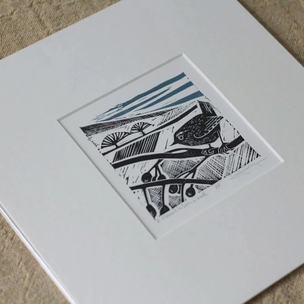 Image of A moment to catch a breath original linocut