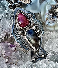 Image 4 of Sapphire Necklace, Sterling Silver Fish, Artisan Necklace, One of a Kind Necklace, Wearable Art