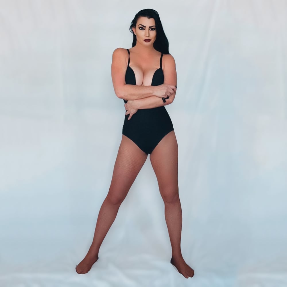 Worn Sexy Black Deep Plunge Bodysuit + Free Signed 8x10 & Kiss Card