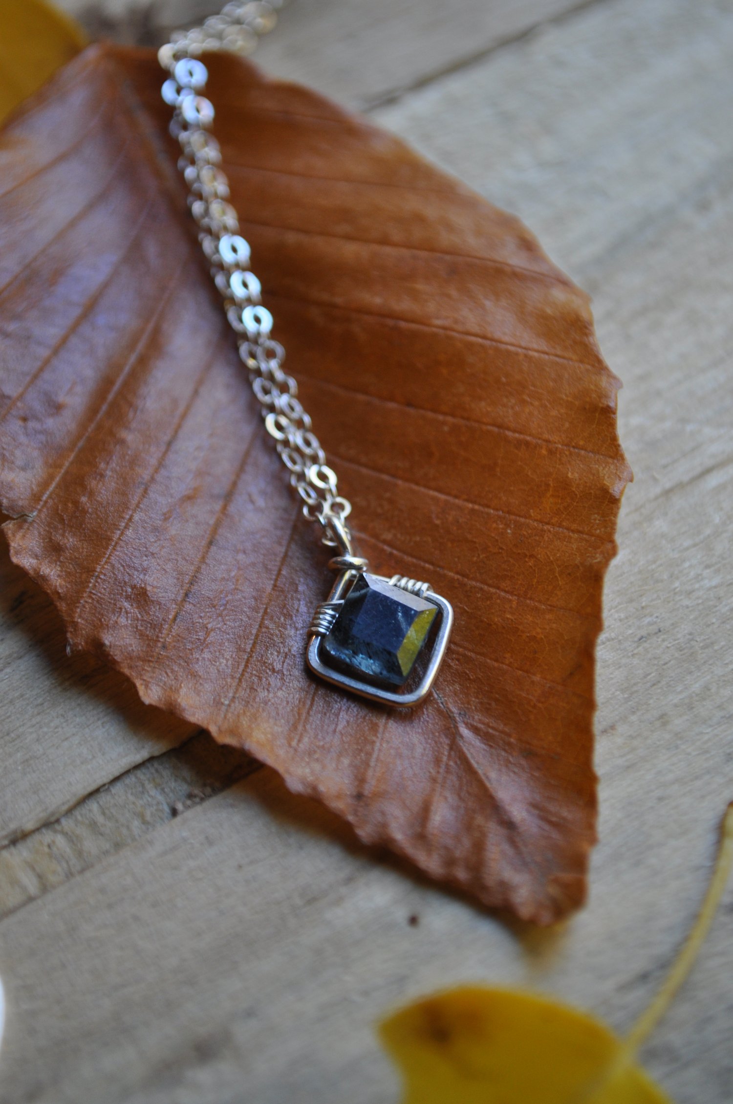 Image of Teal Kyanite Square Necklace