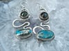 Flow ~ Morenci Turquoise and Labradorite Earrings, Sterling Silver Totum Earrings, Artisan Earrings