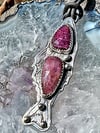 Flashy Pink, Double Sapphire Fish Pendant, Set in Sterling Silver