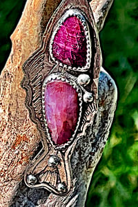 Image 5 of Flashy Pink, Double Sapphire Fish Pendant, Set in Sterling Silver