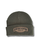 Knit Beanie with Leather Patch - 2 Colors