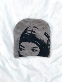 Image of the more eyes the better beanie in gray 