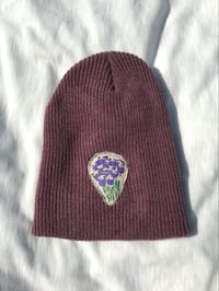 Image of give me my fucking flowers beanie in purple 