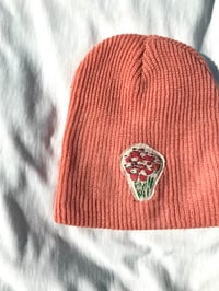 Image of give me my fucking flowers beanie in pink 