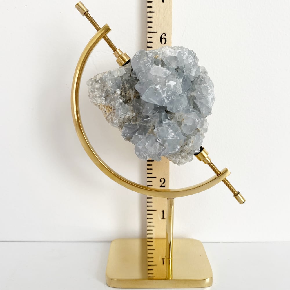 Image of Celestite no.62 + Brass Arc Stand
