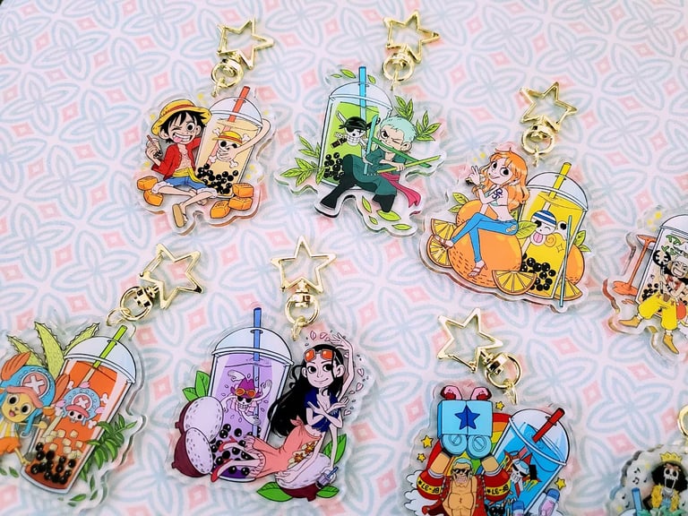 Straw Hat Acrylic Keychains Image 3