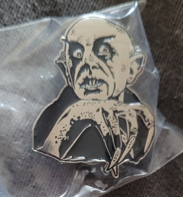 Image of Nosferatu tribute to Max Schreck limited edition shaped enamel pin 